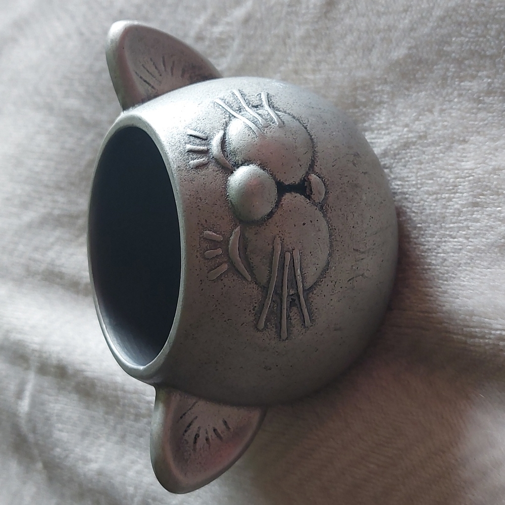Vintage 1985 Wilton pewter cat cup